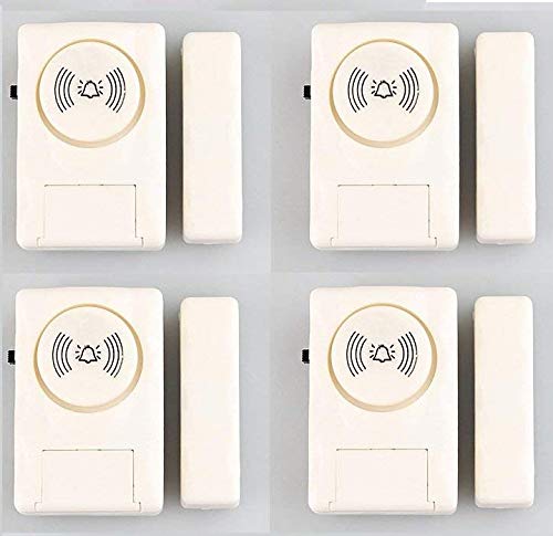 NAVKAR SYSTEMS Wireless Door Window Open Alert Home Security System Siren/Alarm, Standard Size, White - Set of 4 Nos Sensors